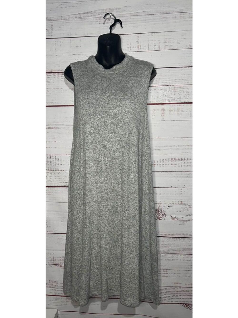 Acemi Marled Gray Women’s Mock Neck Tank Dress Large